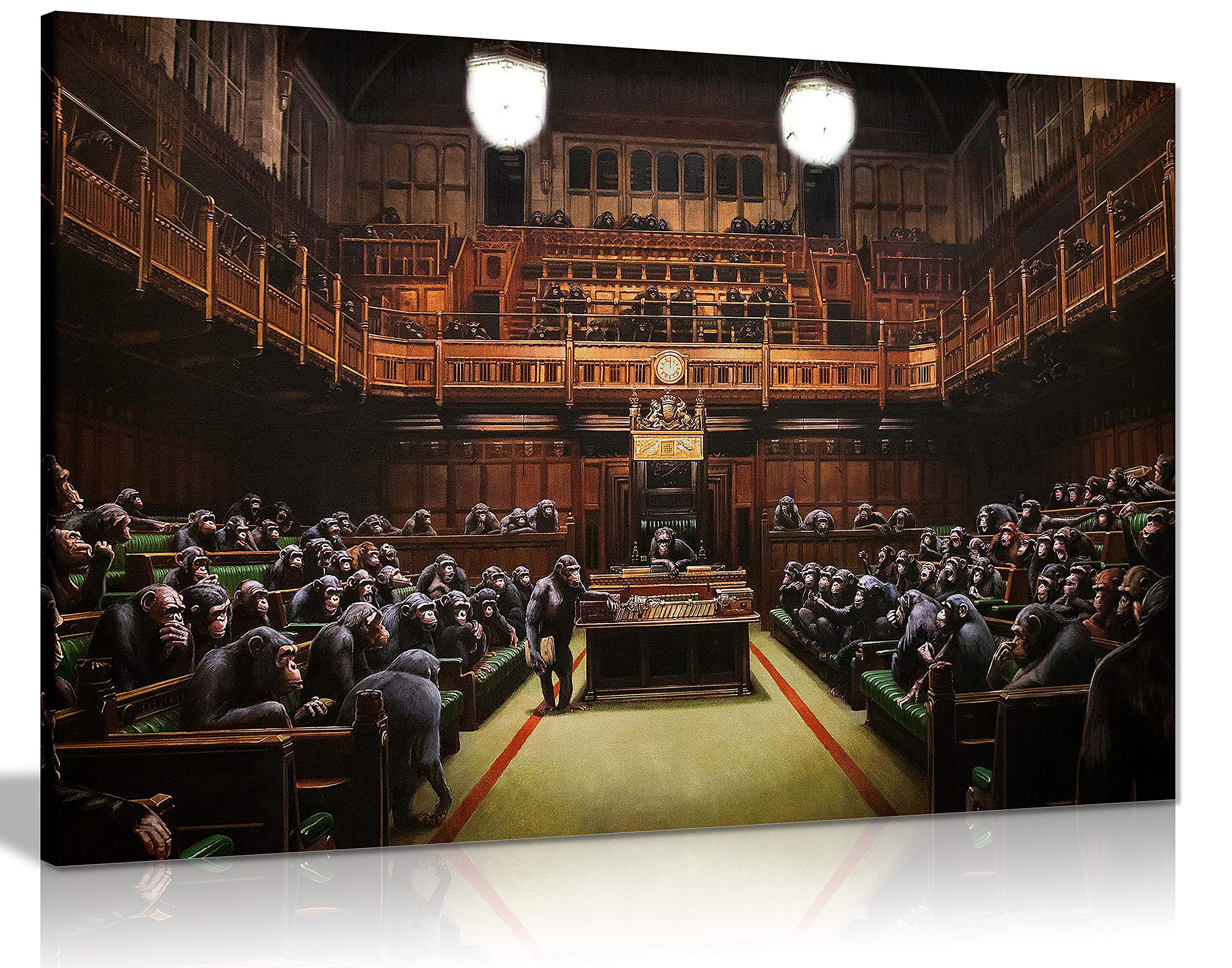 Banksy Monkey Parliament Canvas Wall Art Picture Print (12X8